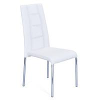 Romania Dining Chair In White Faux Leather With Chrome Base