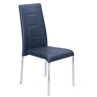Romania Dining Chair In Black Faux Leather With Chrome Base