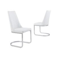 Roxy Modern Dining Chair In White Faux Leather in A Pair