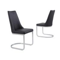 Roxy Modern Dining Chair In Black Faux Leather in A Pair
