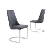 Roxy Modern Dining Chair In Grey Faux Leather in A Pair