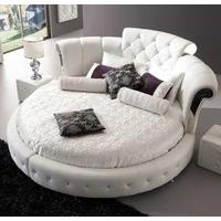 romantica round chesterfield style bed in white bonded leather