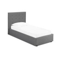 Rother Standard Single Bed In Upholstered Grey Fabric