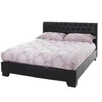 Romano Double Bed Chesterfield Style Faux Black Leather