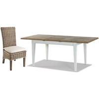 Rovico Walworth White Brush Extending Dining Set with 6 Maya Grey Wash Chairs with Cushion