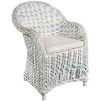 Rovico Mata White Wash Armchair with Stone Loose Cushion