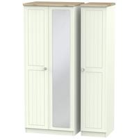 Rome Bordeaux Oak with Porcelain Ash Triple Wardrobe - with Mirror