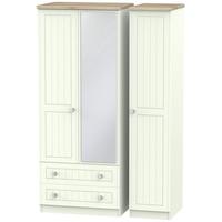 rome bordeaux oak with porcelain ash triple wardrobe 2 drawer with mir ...