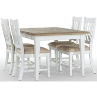 Rovico Walworth White Brush Extending Dining Set with 4 Slatted Back Chairs with Cushion