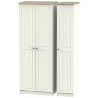 Rome Bordeaux Oak with Cream Ash Triple Wardrobe - Tall Plain