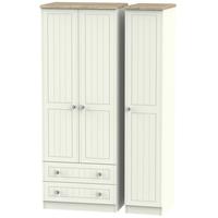 rome bordeaux oak with cream ash triple wardrobe tall with 2 drawer