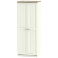 Rome Bordeaux Oak with Cream Ash Wardrobe - Tall 2ft 6in Plain