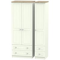 rome bordeaux oak with porcelain ash triple wardrobe tall with drawer