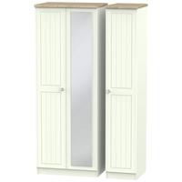 Rome Bordeaux Oak with Porcelain Ash Triple Wardrobe - Tall with Mirror