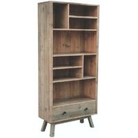 Rovico Rustico Pine Tall Display Unit with Removable Shelves and Bottom Drawer