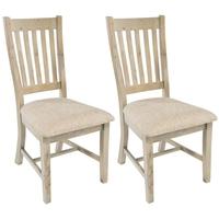 Rovico Altash Slatted Back Dining Chair with Neutral Seat Pad (Pair)