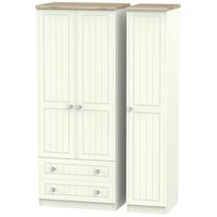 rome bordeaux oak with porcelain ash triple wardrobe 2 drawer