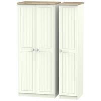 Rome Bordeaux Oak with Porcelain Ash Triple Wardrobe - Plain