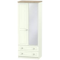 Rome Bordeaux Oak with Porcelain Ash Wardrobe - Tall 2ft 6in with 2 Drawer and Mirror