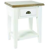 Rovico Walworth White Brush 1 Drawer 1 Shelf Bedside Table