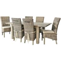 Rovico Altash Extending Dining Set with 6 Maya Grey Wash Chairs