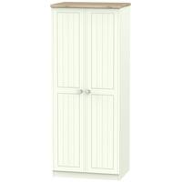 Rome Bordeaux Oak with Porcelain Ash Wardrobe - 2ft 6in Plain