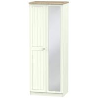 Rome Bordeaux Oak with Porcelain Ash Wardrobe - Tall 2ft 6in with Mirror