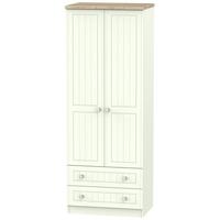 Rome Bordeaux Oak with Porcelain Ash Wardrobe - Tall 2ft 6in with 2 Drawer