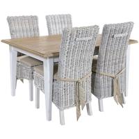 rovico walworth white brush dining set with 4 maya white wash chairs w ...