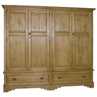 Rossendale Pine Wardrobe - 4 Door 2 Drawers