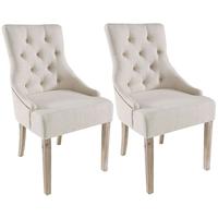 Rovico Stellar Cream Fabric with Button Back Upholstered Dining Chair (Pair)