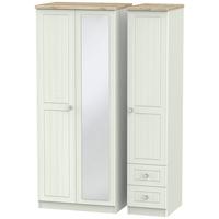 Rome Bordeaux Oak with Kaschmir Ash Triple Wardrobe - with Mirror and 2 Drawer