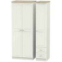 Rome Bordeaux Oak with Kaschmir Ash Triple Wardrobe - Tall Plain with 2 Drawer