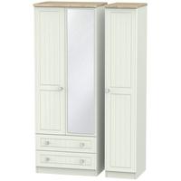 Rome Bordeaux Oak with Kaschmir Ash Triple Wardrobe - Tall with 2 Drawer and Mirror