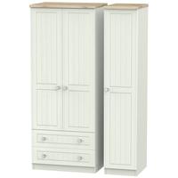 Rome Bordeaux Oak with Kaschmir Ash Triple Wardrobe - 2 Drawer