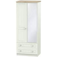 Rome Bordeaux Oak with Kaschmir Ash Wardrobe - 2ft 6in 2 Drawer with Mirror