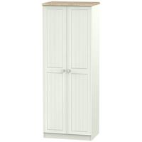 Rome Bordeaux Oak with Kaschmir Ash Wardrobe - Tall 2ft 6in with Double Hanging