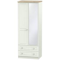 Rome Bordeaux Oak with Kaschmir Ash Wardrobe - Tall 2ft 6in with 2 Drawer and Mirror