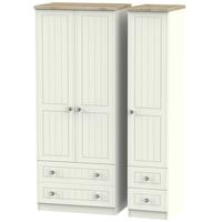 rome bordeaux oak with cream ash triple wardrobe with drawer