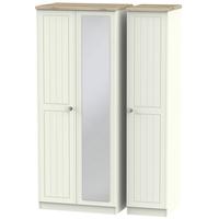 Rome Bordeaux Oak with Cream Ash Triple Wardrobe - with Mirror