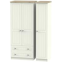 Rome Bordeaux Oak with Cream Ash Triple Wardrobe - 2 Drawer