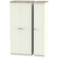 rome bordeaux oak with cream ash triple wardrobe plain