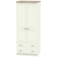 Rome Bordeaux Oak with Cream Ash Wardrobe - 2ft 6in 2 Drawer