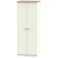 Rome Bordeaux Oak with Cream Ash Wardrobe - Tall 2ft 6in with Double Hanging