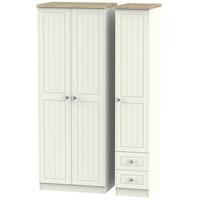 rome bordeaux oak with cream ash triple wardrobe tall plain with 2 dra ...