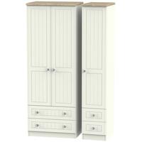 Rome Bordeaux Oak with Cream Ash Triple Wardrobe - Tall with Drawer