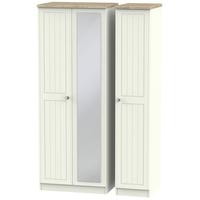 Rome Bordeaux Oak with Cream Ash Triple Wardrobe - Tall with Mirror