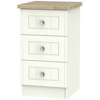 Rome Bordeaux Oak with Cream Ash Bedside Cabinet - 3 Drawer Locker