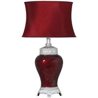 Rogue Red Sparkle Mosaic Antique Silver Regency Lamp with Silver Trimmed Red Shade