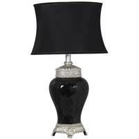 Rogue Black Sparkle Mosaic Antique Silver Lamp with Silver Trimmed Black Shade